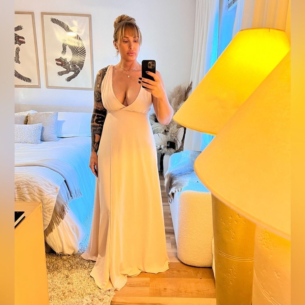 Love story nude wrap maxi dress